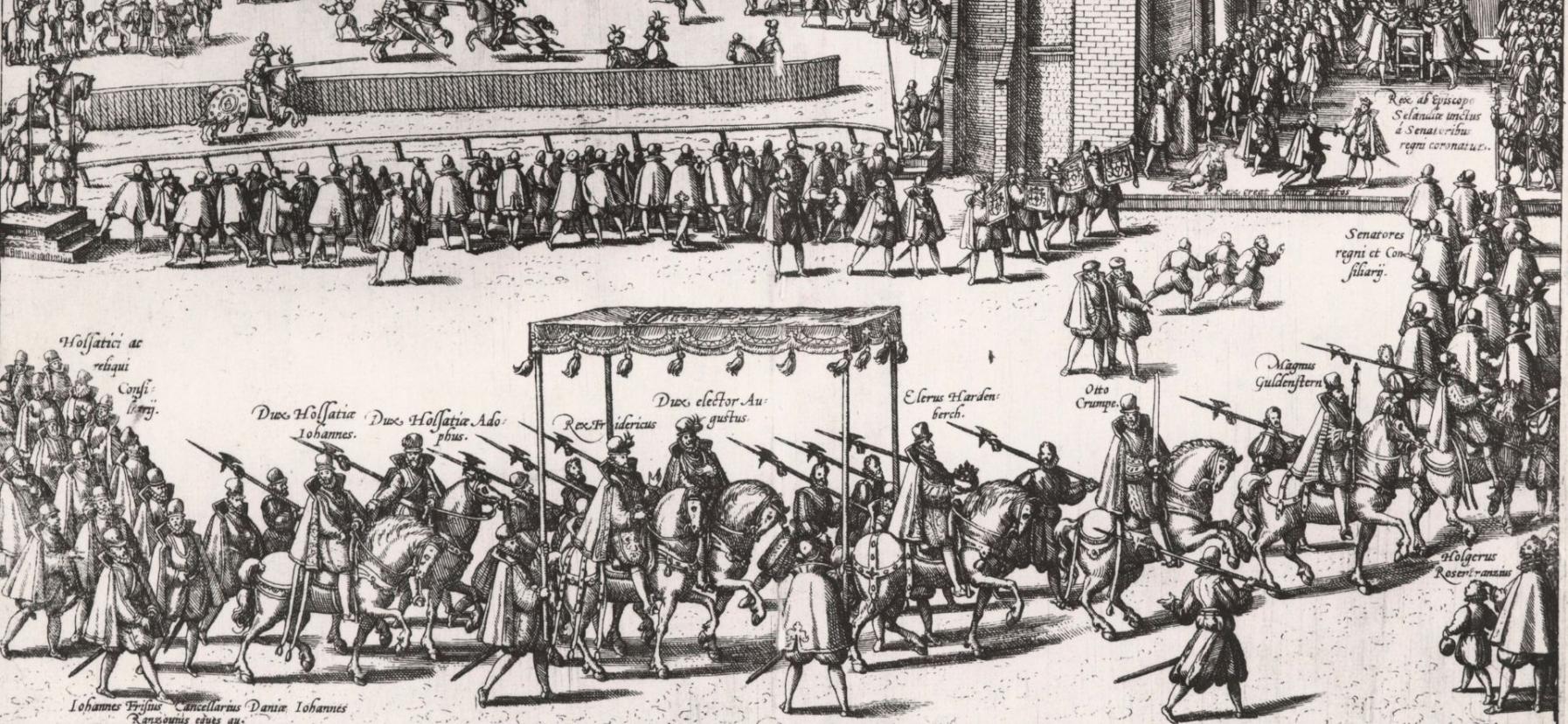 Kobberstik af Frederik 2.s kroning i København i 1559. 