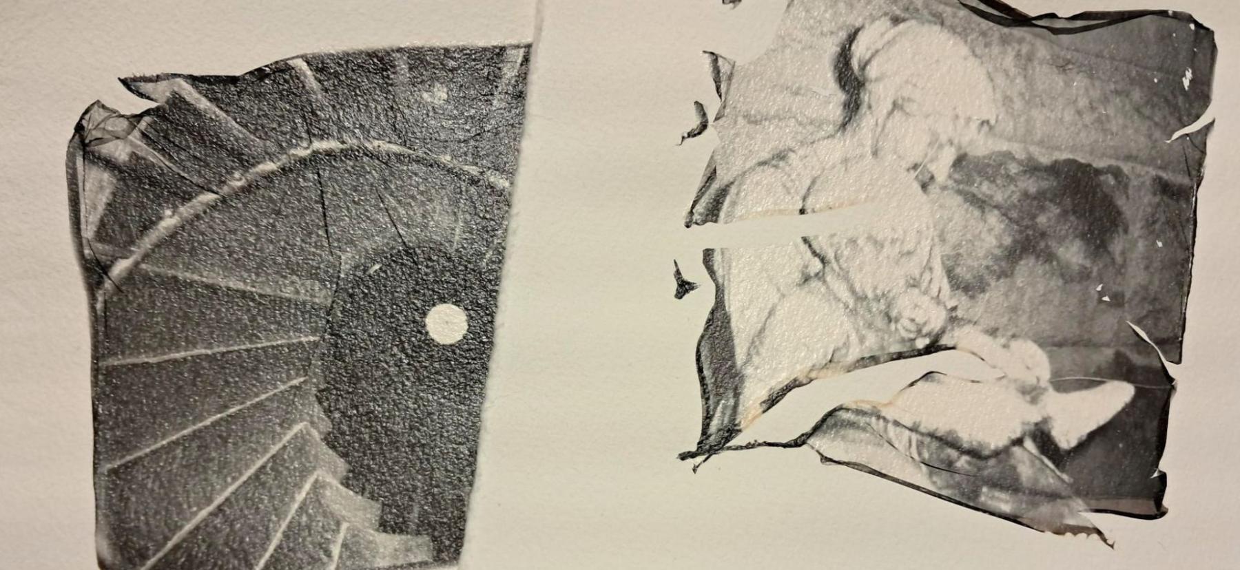 To polaroidfotos omdannet til kunstværker i sort-hvid